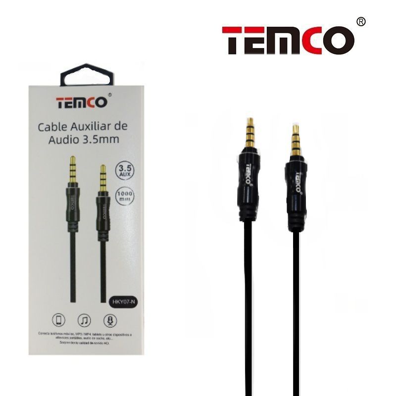 cable auxiliar de audio 3.5mm negro
