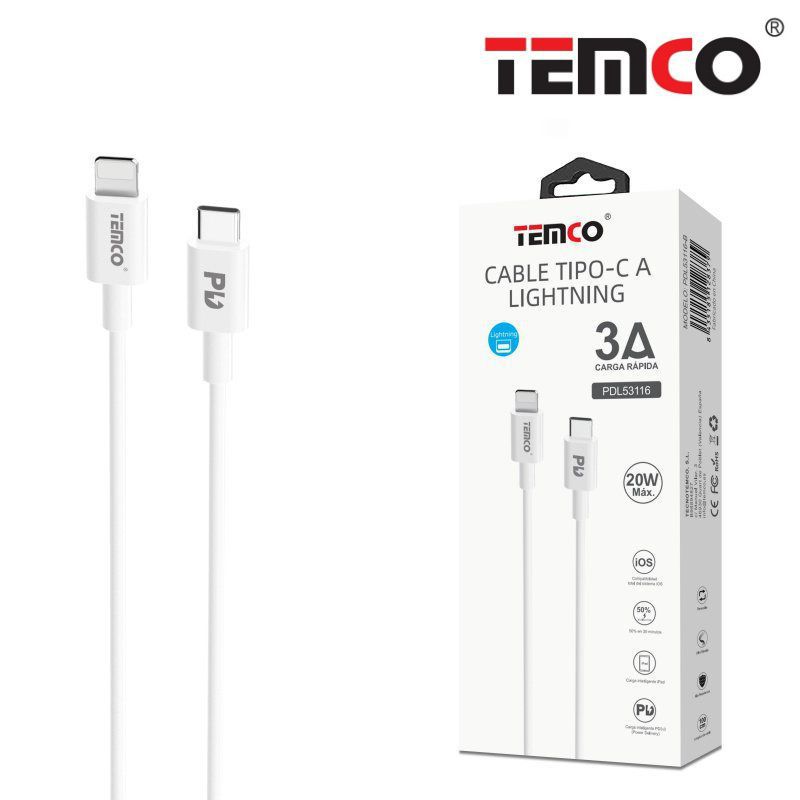 cable apple supercharge 5p 3a 1m 18w blanco