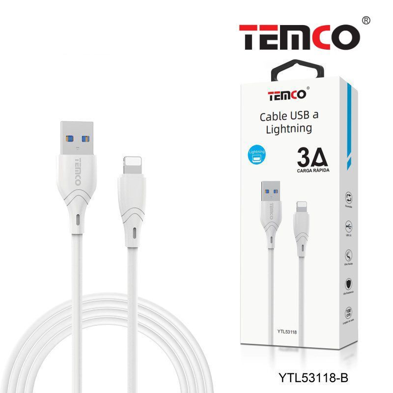 cable 3a 1m lightning blanco