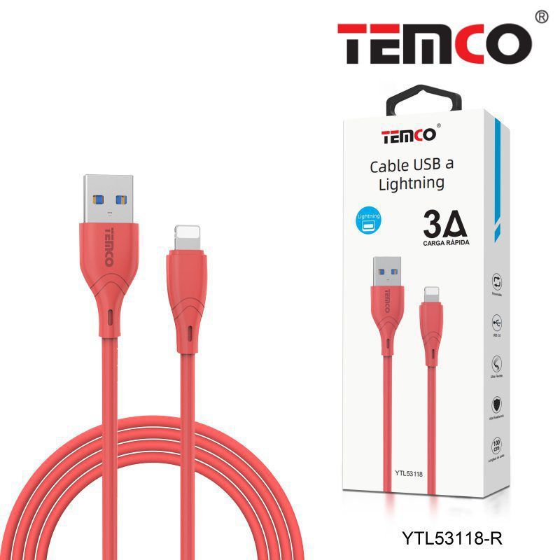 cable 3a 1m lightning rojo