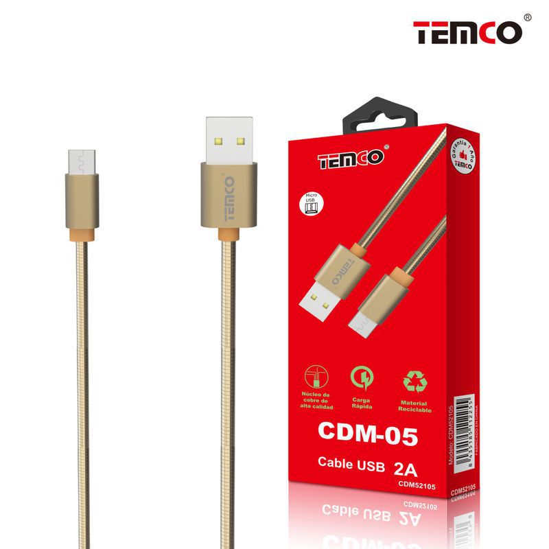 Micro Metal Cable 5p 5V 2A 1M Gold