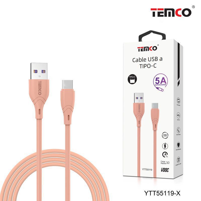 cable supercharge 5a 1m tipo c rosa