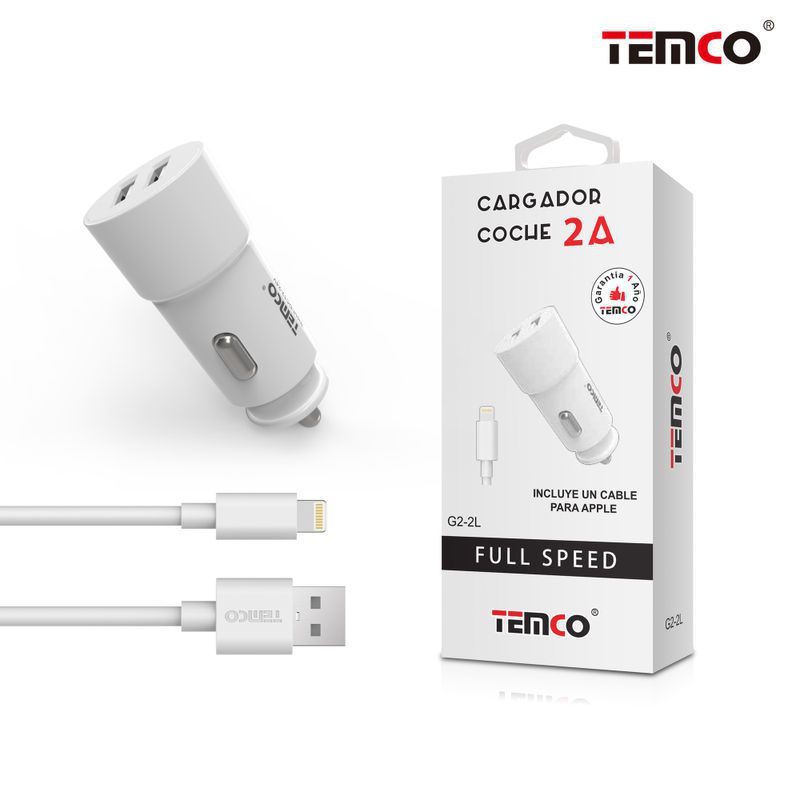 Car Charger 2.1A + Apple 2A 1M White