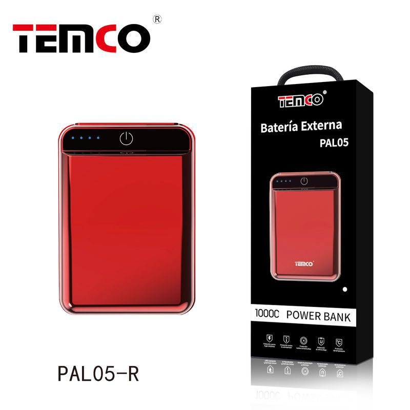 batería externa 10000 mah metálica rojo