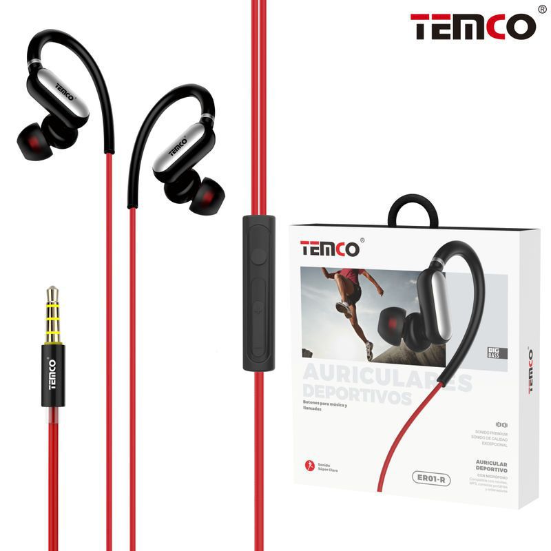 Sports Headphones with Mic ER01 Red