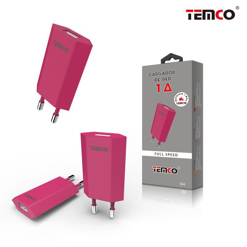 Red 1A Charger Adapter Pink