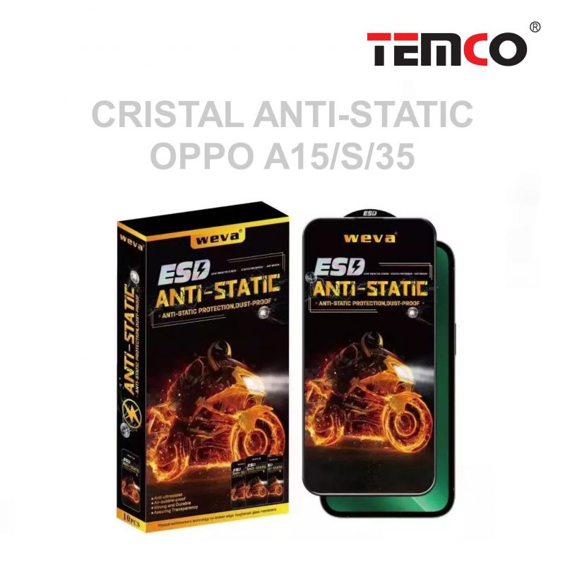 cristal anti-static oppo a15/s/35  pack 10 unds