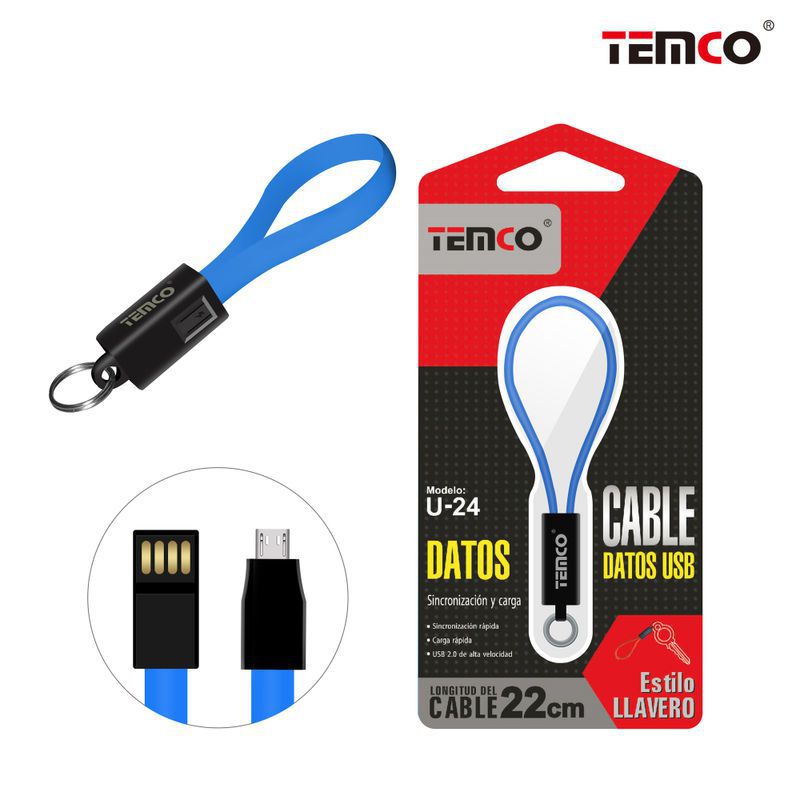 Keychain cable Micro USB Blue
