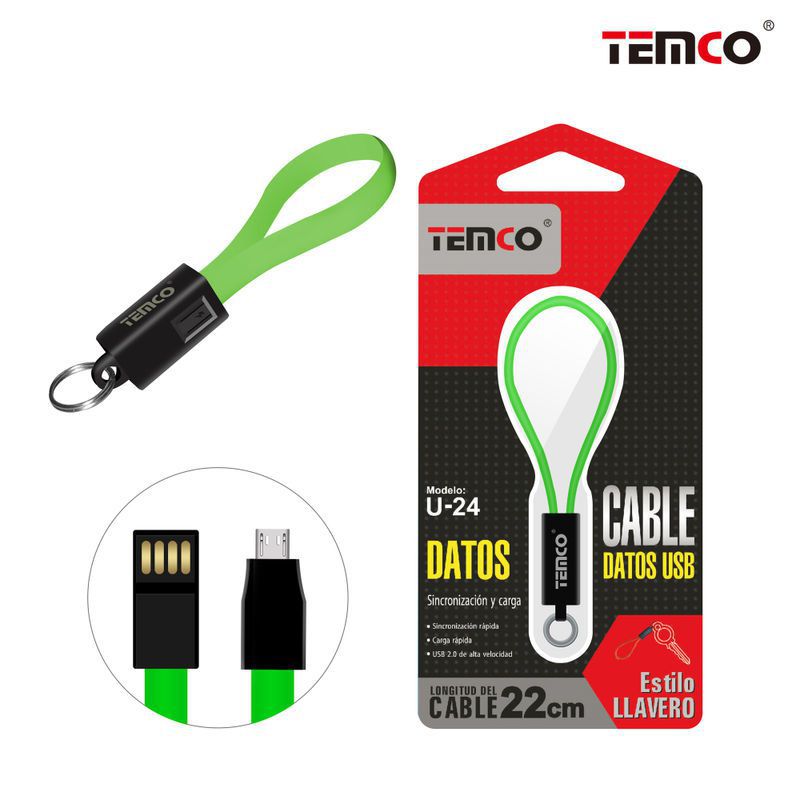 Green Micro USB keychain cable