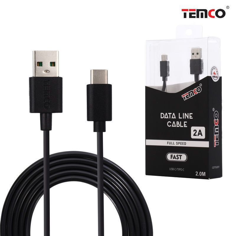 Cable 2A 2m Tipo C Negro
