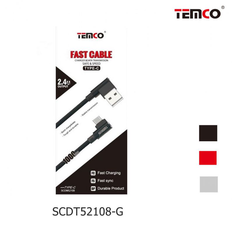 Cable Tipo C 2.4A 1m Gris