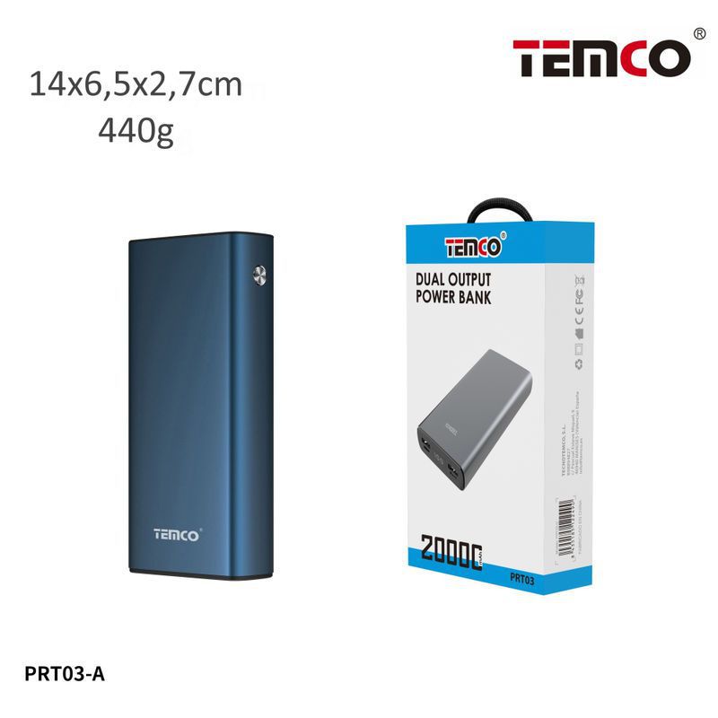 Metal external battery 20000mAh 2.1A Blue