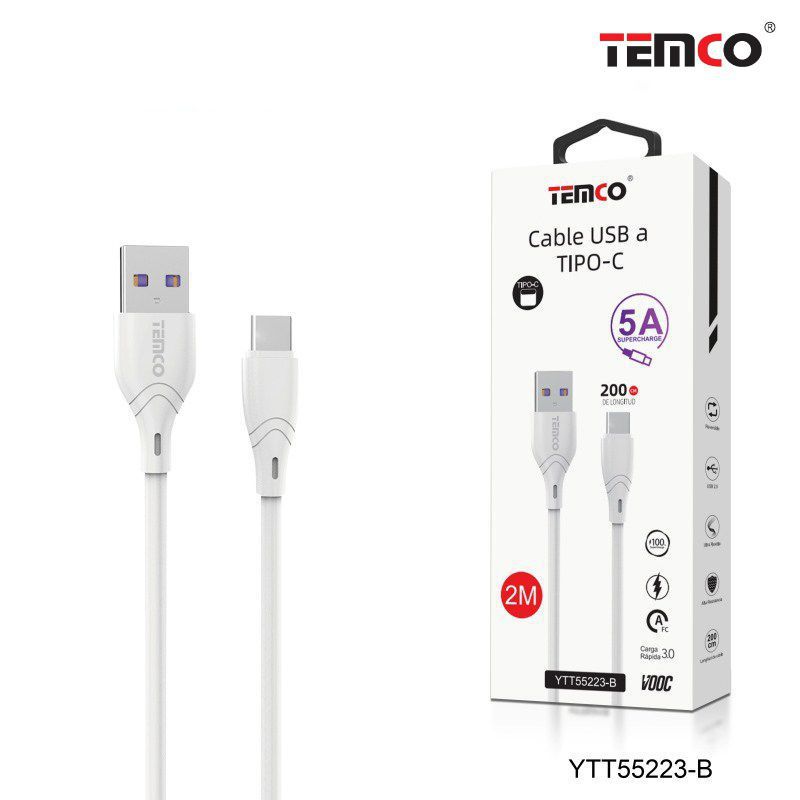 Cable SuperCharge 5A 2m Tipo C Blanco
