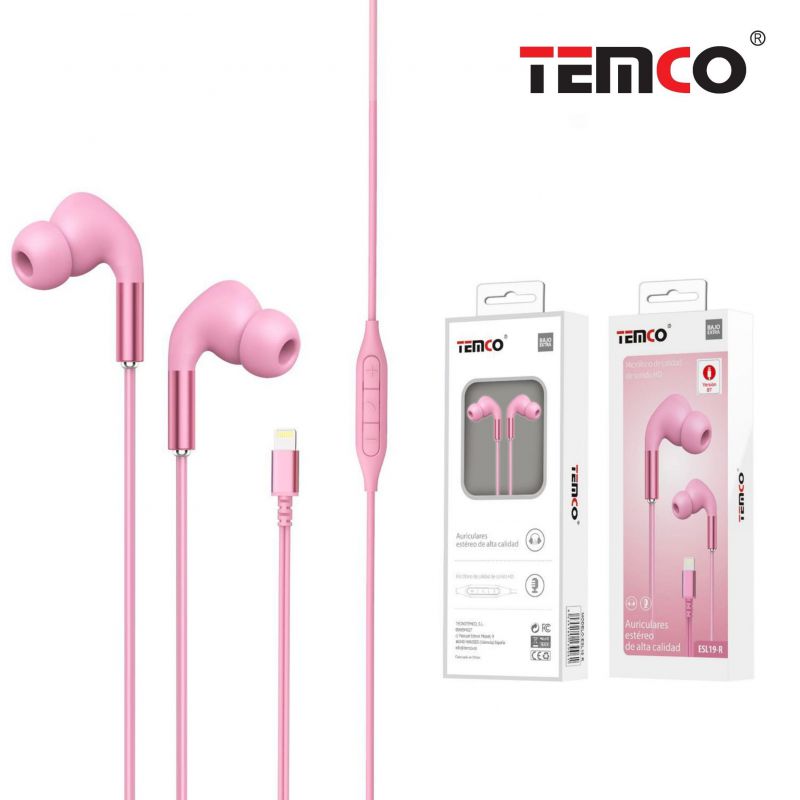 auriculares con cable lightning rosa