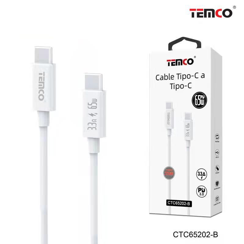 cable 3,3a 2m tipo c a tipo c pd65w blanco