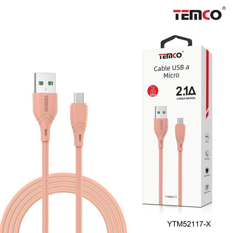 cable 2.1a 1m micro usb rosa