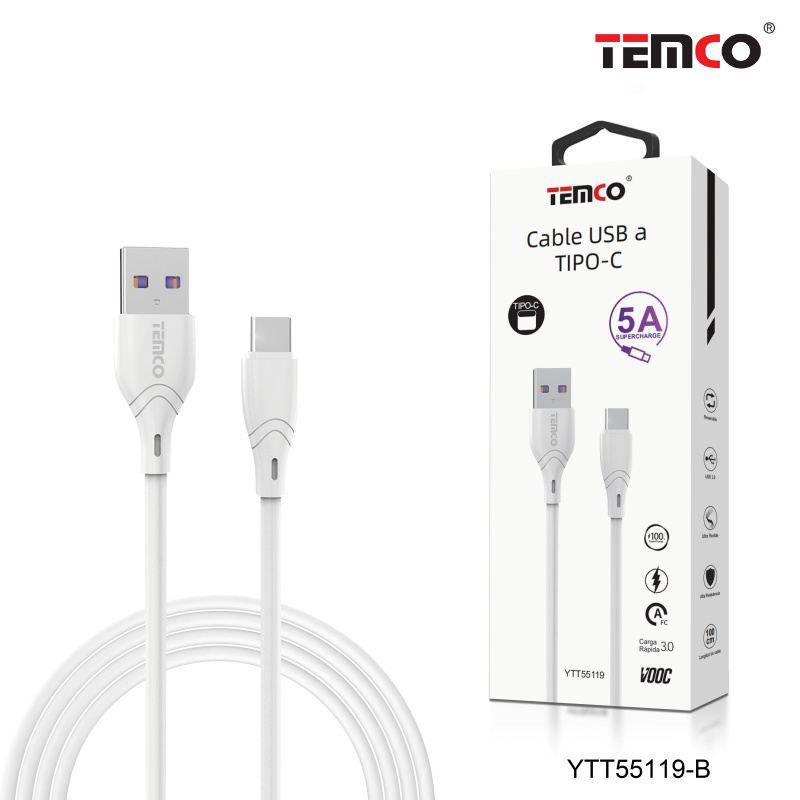 cable supercharge 5a 1m tipo c blanco