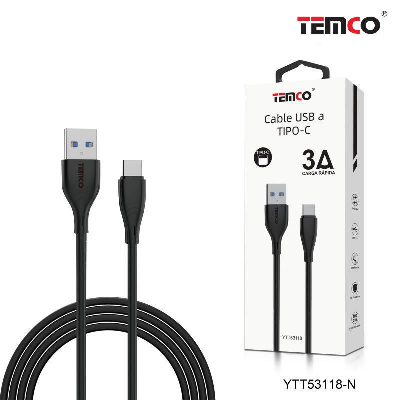cable 3a 1m tipo c negro