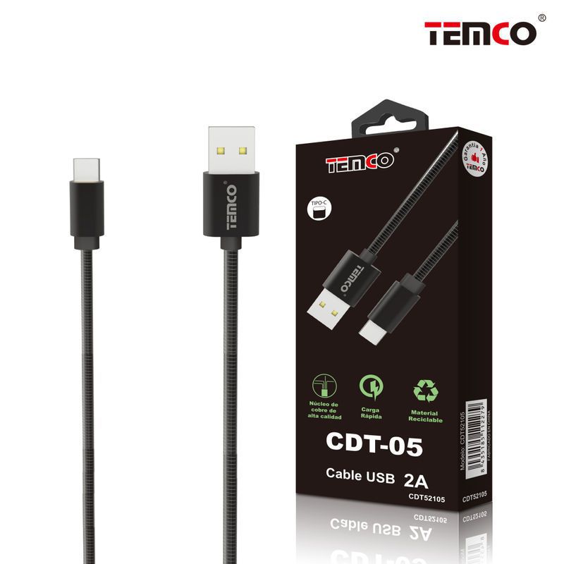 cable metal 2a 1m tipo c negro