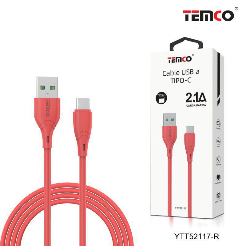 cable 2.1a 1m tipo c rojo
