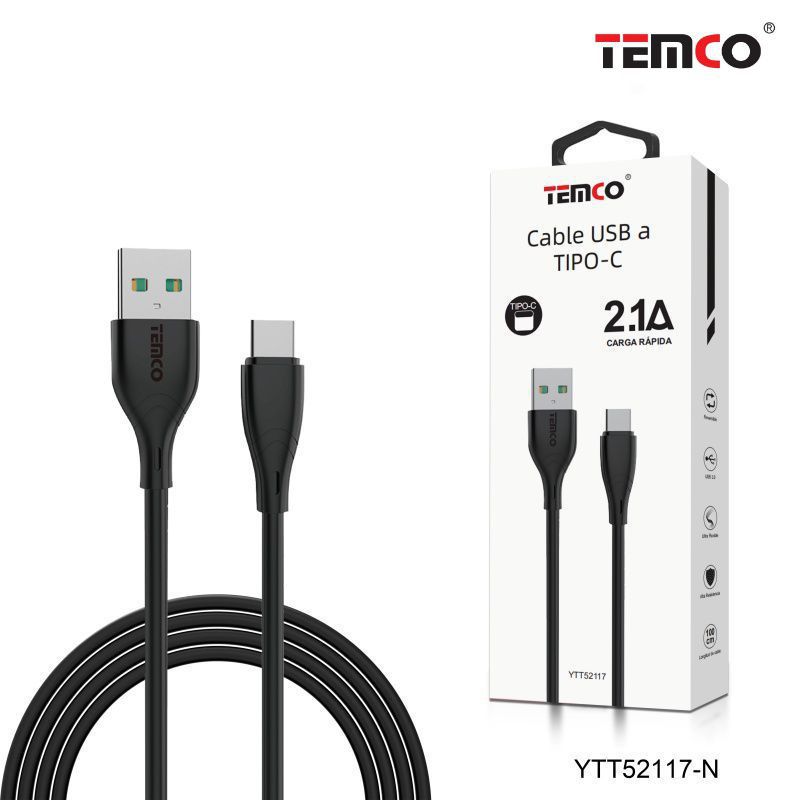 cable 2.1a 1m tipo c negro