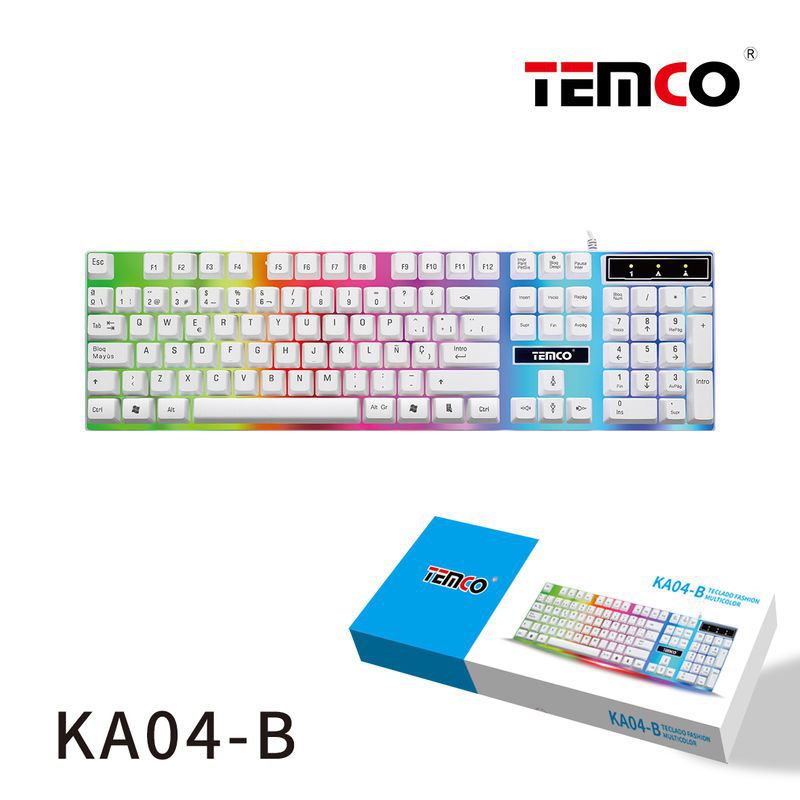 teclado con luces multicolor blanco