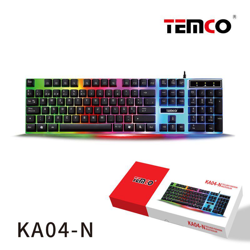 teclado con luces multicolor negro