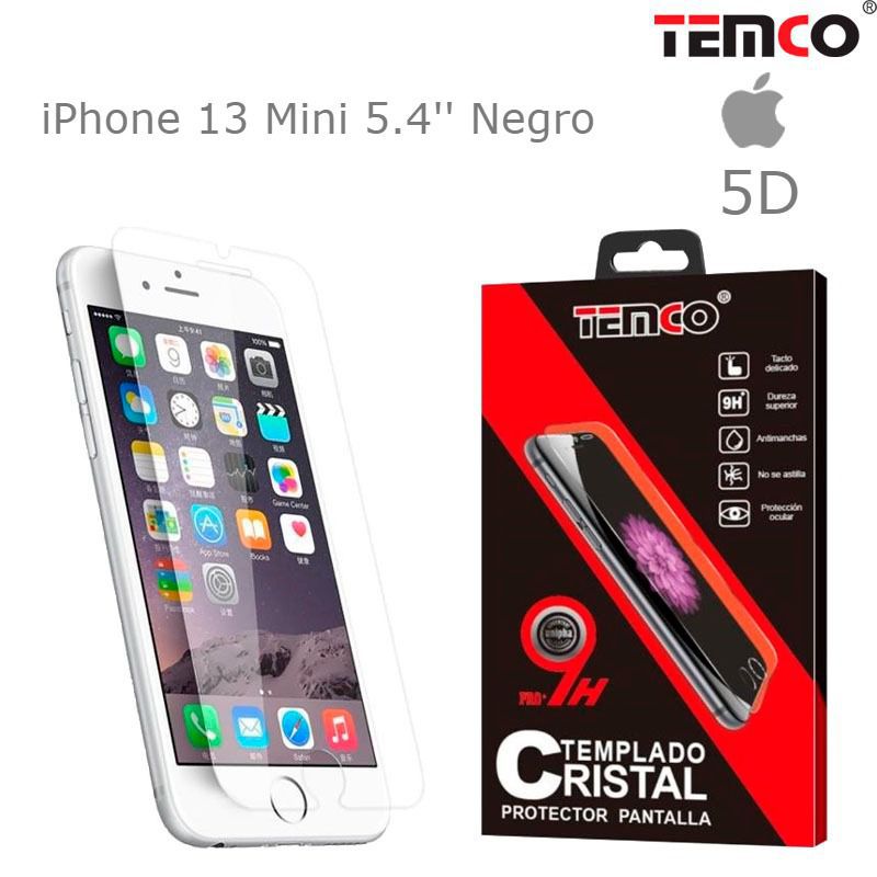 cristal 5d iphone 13 mini 5.4'' negro