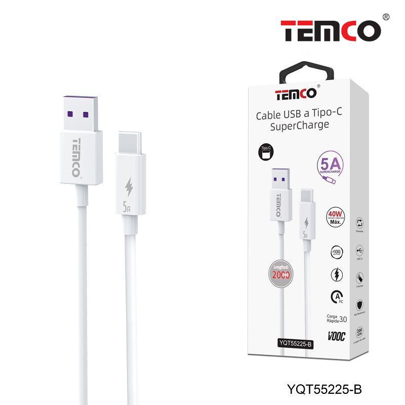Cable 5A 2M Tipo C Blanco