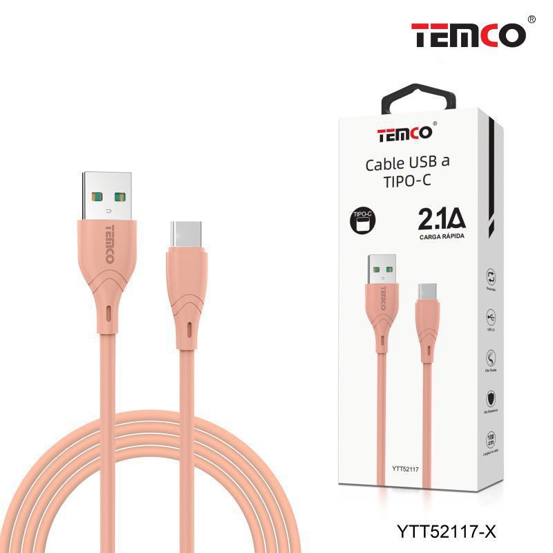 Cable 2.1A 1m Tipo C Rosa