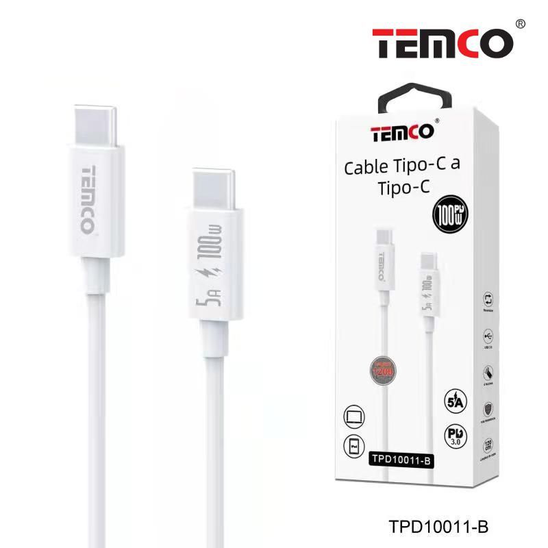 Cable 5A 1,2m Tipo C a Tipo C PD100W Blanco