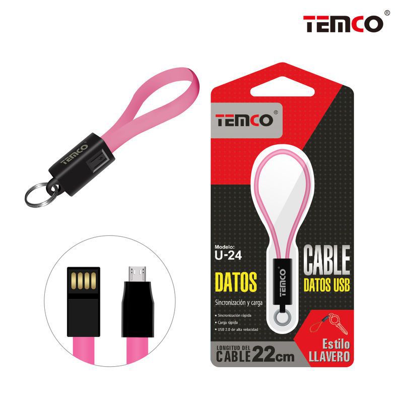 Keychain Cable Micro USB Pink