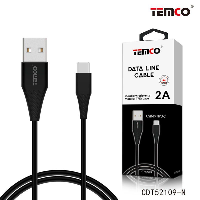 Cable TPE 2A 1m Tipo-C Negro