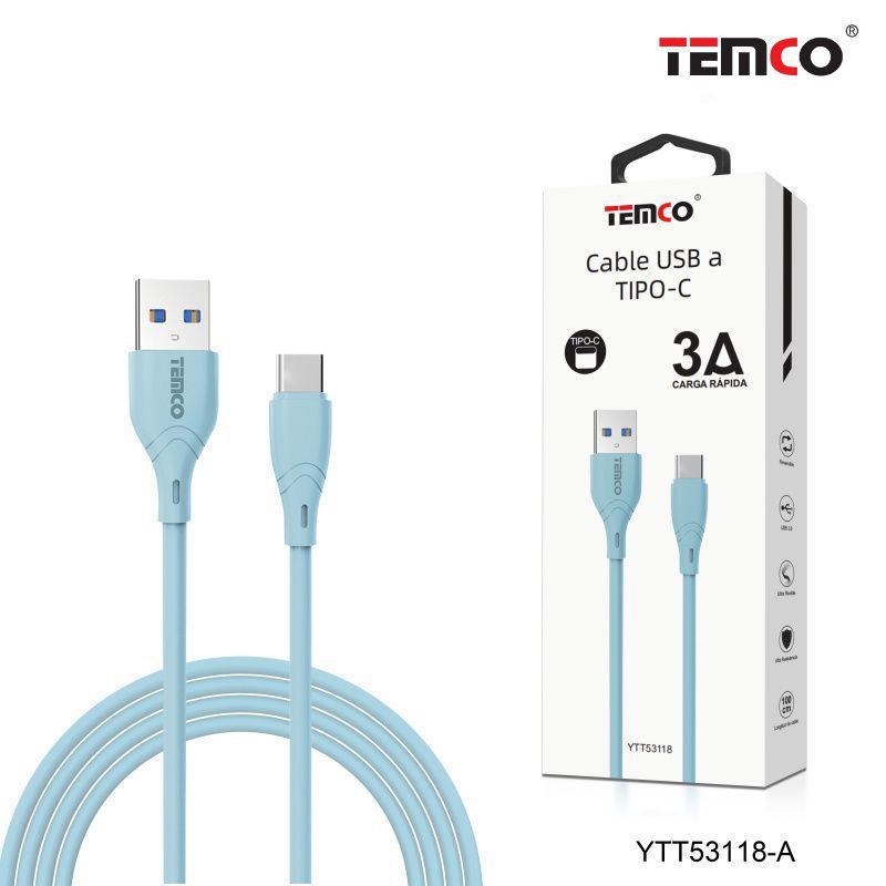 Cable 3A 1m Tipo C Azul