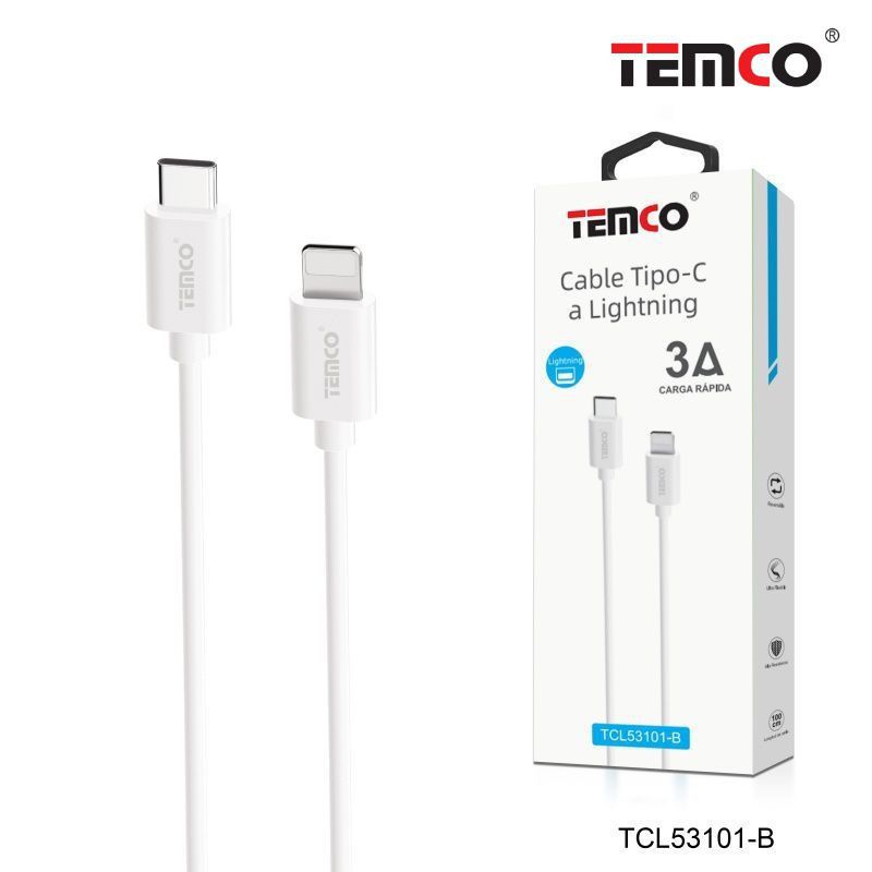 Cable TPE 3A 1m Tipo C a Lightning Blanco